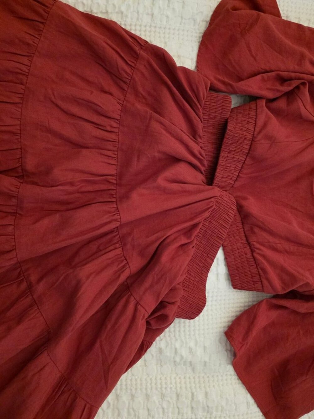 Shy Velvet Red Cut-Out Waist Tiered Dress